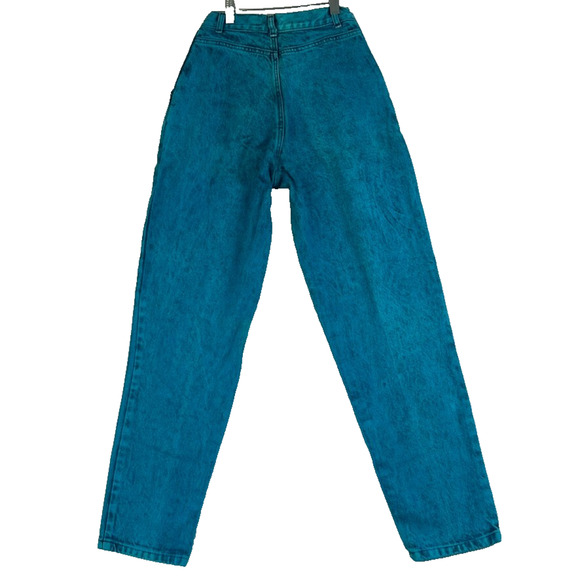 90s Vintage Sundance Turquoise Acid Wash Heavy Denim Mom Jeans Size 5/6 USA - Picture 3 of 11